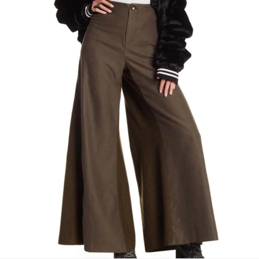 Free People Carina Mixed Menswear Wide Leg Palazzo Pants - Picture 3 of 11